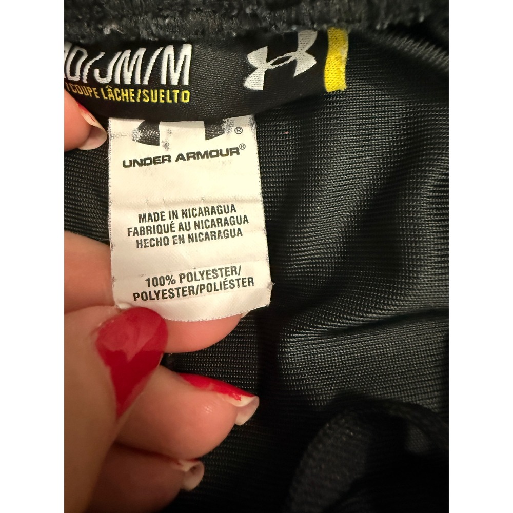 Under Armour Kids Black White Striped Athletic Shorts Youth Medium HeatGear - Picture 7 of 7